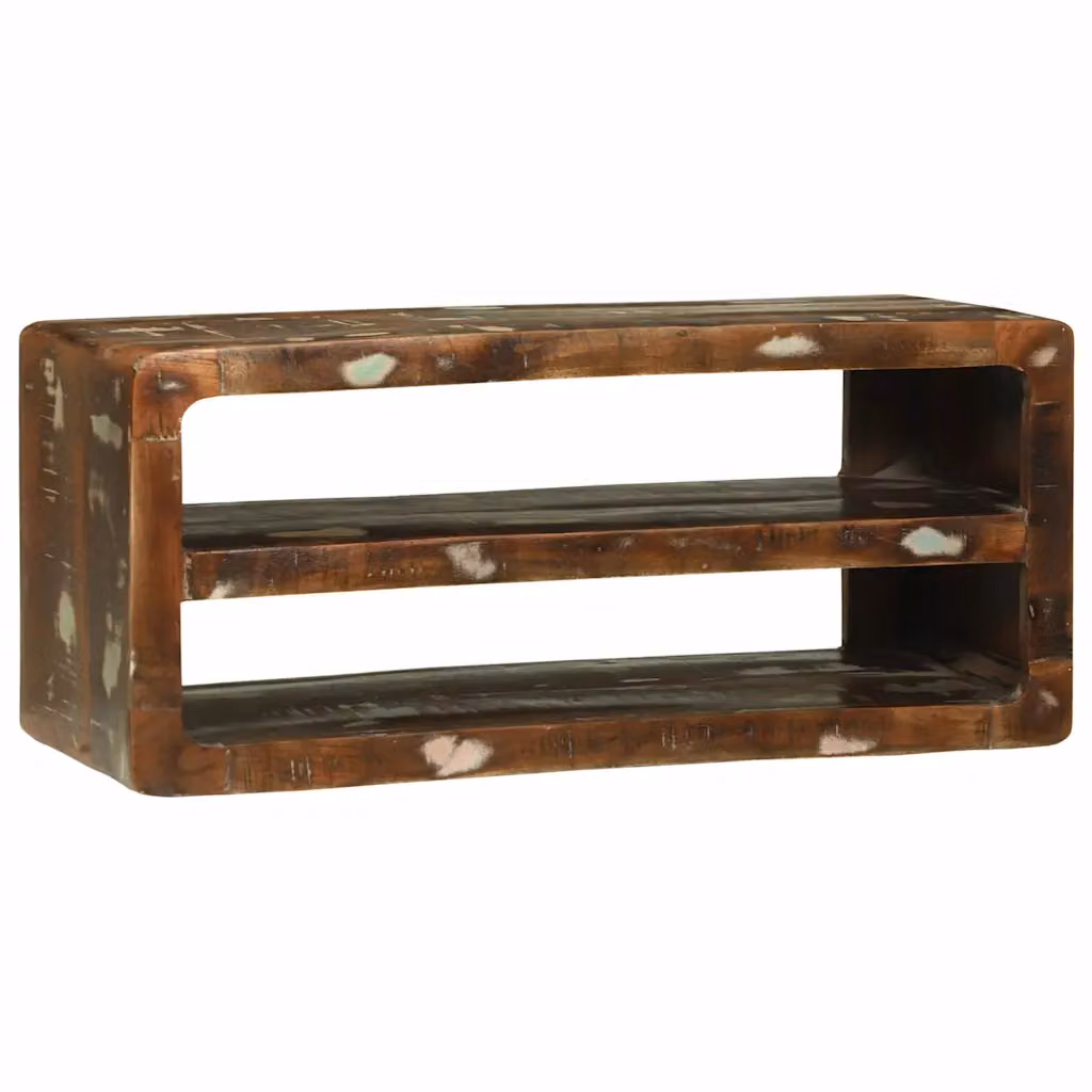 Mobile TV vidaXL in legno massello di recupero, marrone multicolore, L 80 cm x P 32 cm x H 36 cm