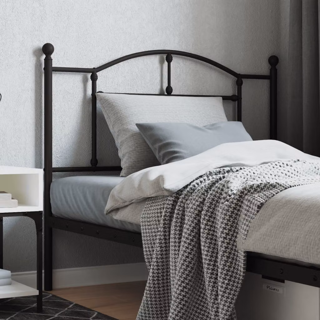 Testiera di ricambio vidaXL in metallo nero laccato, stile classico, L: 112 cm