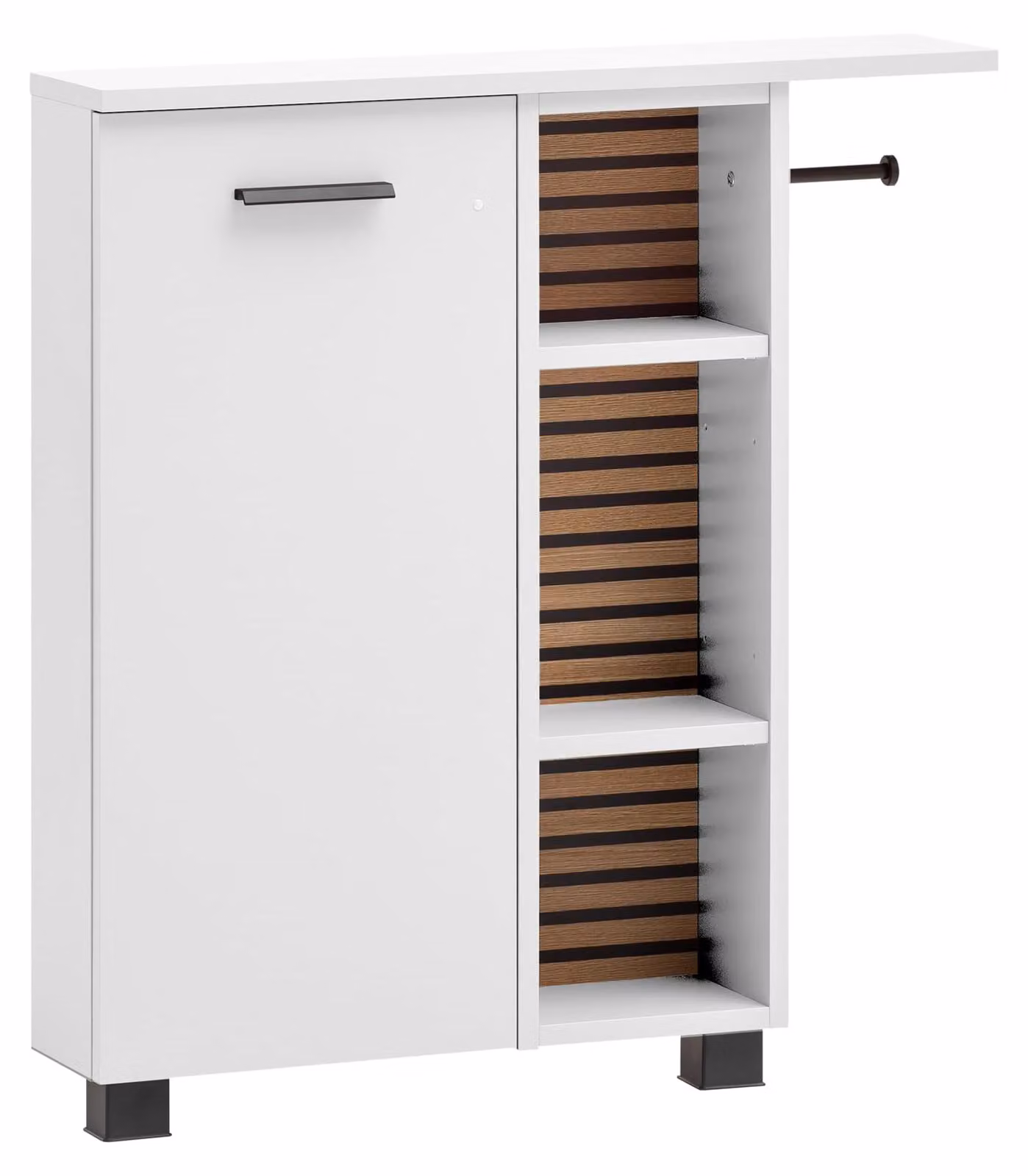 Armadio a nicchia, bianco/aspetto acustico, 70,7 x 17 x 74,3 cm, 1 anta, 3 ripiani