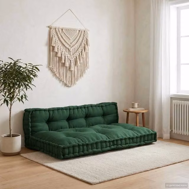 Set di 2 cuscini per divano pallet vidaXL in tessuto traspirante verde L: 120 cm, P: 80 cm, H: 38 cm
