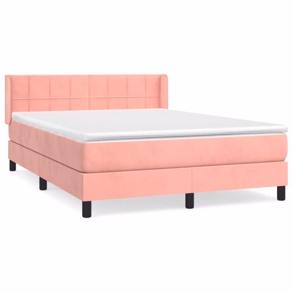 Giroletto a Molle con Materasso Rosa 140x190 cm in Velluto
