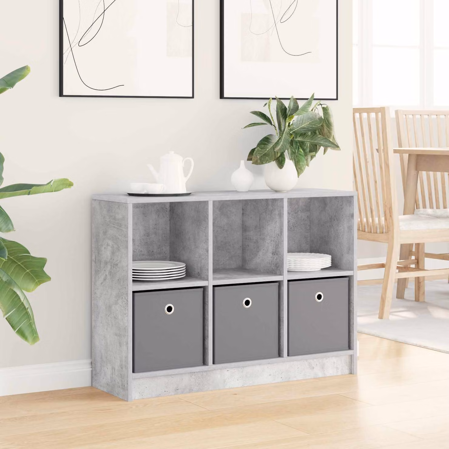 Credenza moderna vidaXL in grigio, L 88,5 x P 27,5 x H 63,5 cm