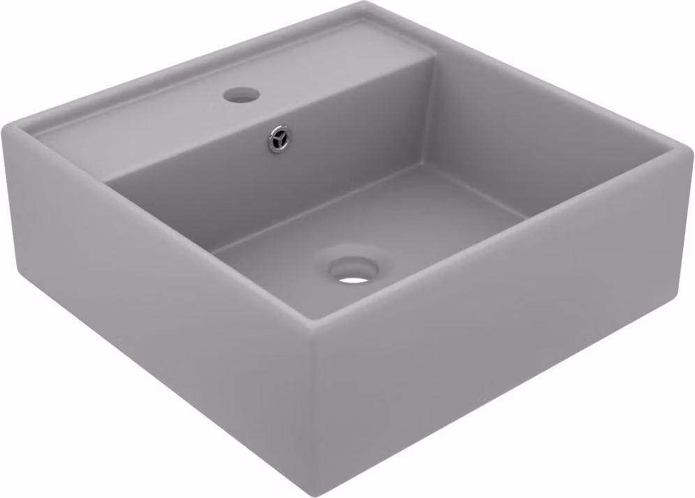 The Living Store Lavabo con troppopieno quadrato opaco Grigio chiaro 41x41 cm