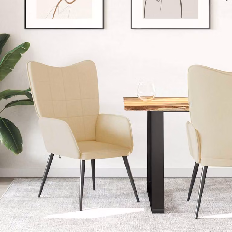 Sedia Relax vidaXL in tessuto beige con struttura in metallo e braccioli