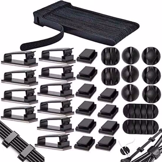 Set organizzatore per cavi da 100 pezzi con nastro in velcro