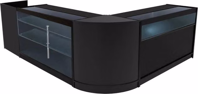 Set di Banconi Angolari Polaris Nero con Illuminazione LED e Vetrina Monster Shop