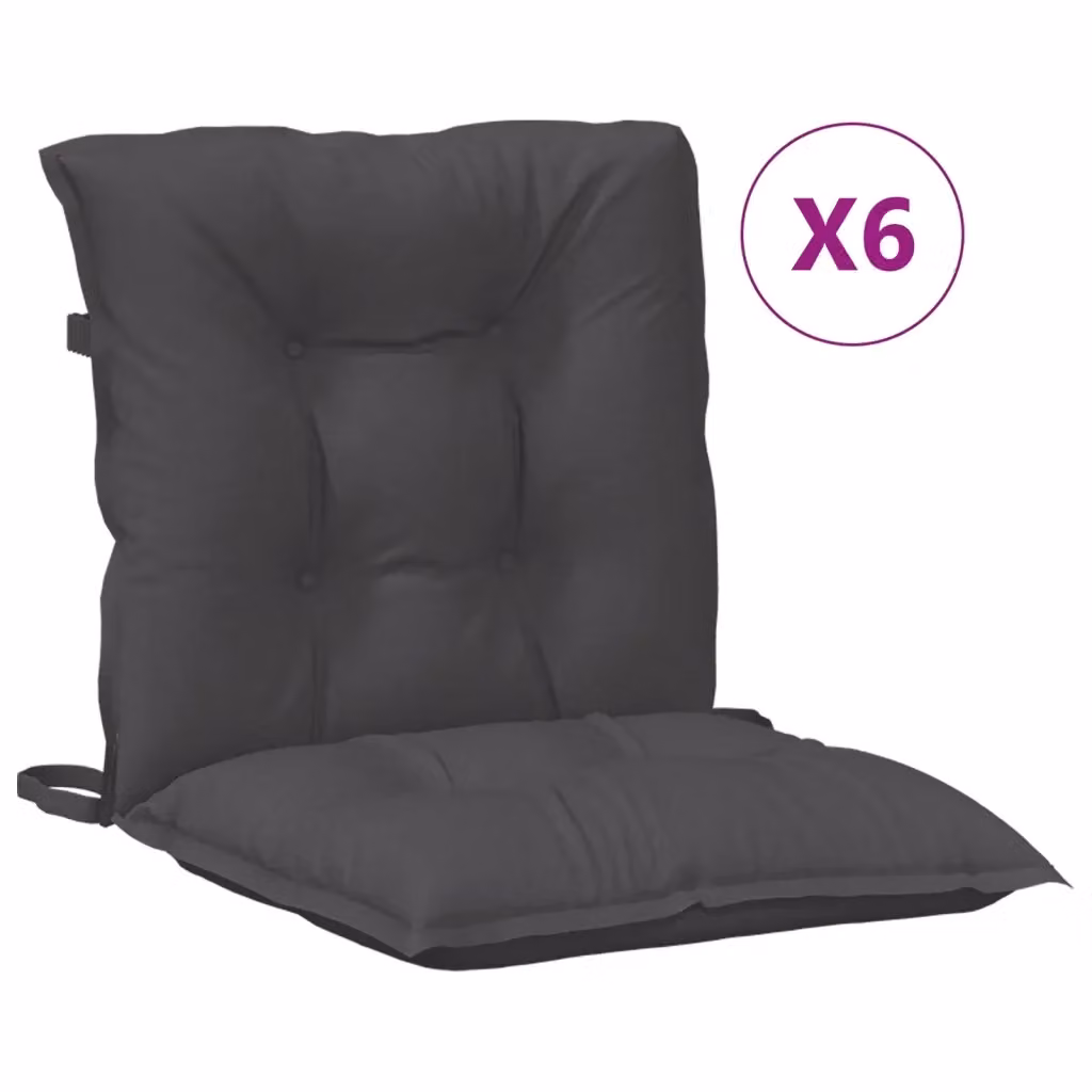 Set di 6 cuscini per sedia schiena bassa vidaXL, colore antracite mélange, in poliestere resistente ai raggi UV, L 100 cm x P 50 cm x H 7 cm – 2