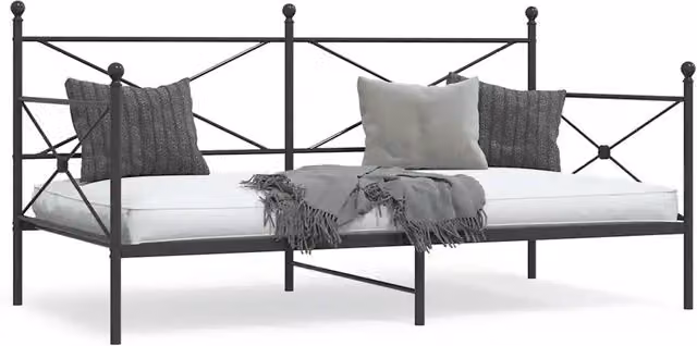 Dormeuse Design Mania in metallo nero opaco, struttura divano letto senza materasso L/P/H: 200 x 100 cm
