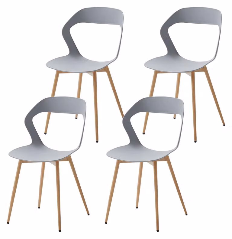 Sedia da pranzo - Set di 4 sedie in plastica grigia, in stile scandinavo, con schienale aperto