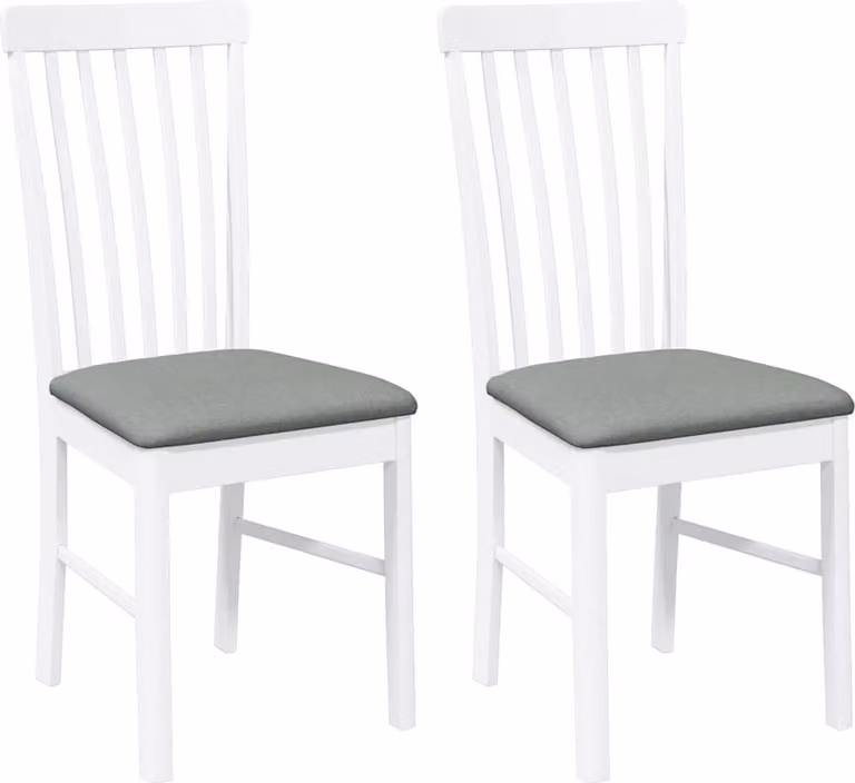 Sedie da Pranzo con Cuscini 2 pz Bianco Legno Massello di Hevea