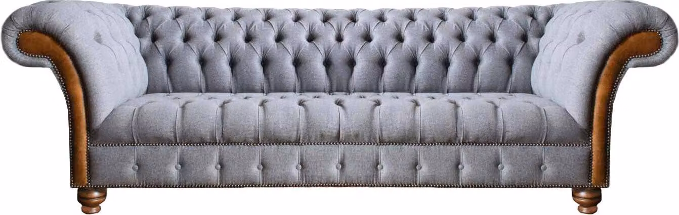 Hellgraues Chesterfield Polstersofa Wohnzimmer Designer Couch 4-Sitzer