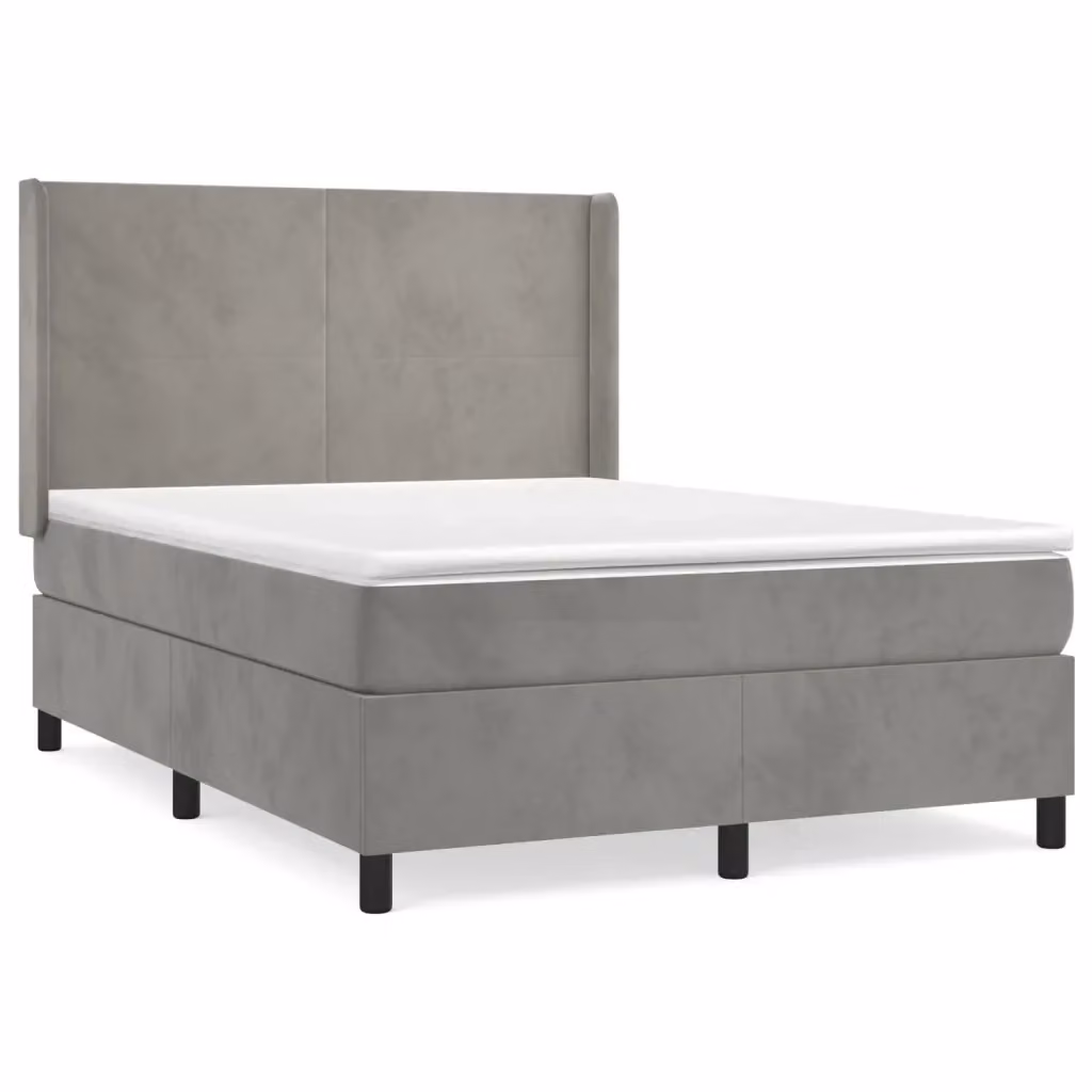 Letto Ibrido vidaXL con Materasso e Struttura in Velluto Grigio e Bianco L/P/H: 140 x 200 x 128 cm – 2
