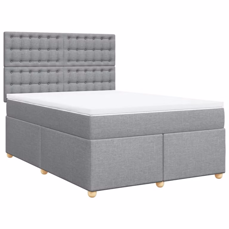 Giroletto a Molle con Materasso Grigio Chiaro 140x190cm Tessuto
