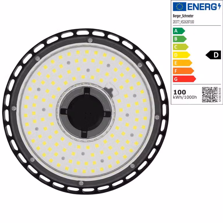 Berger & Schröter | Faretto LED UFO High Bay Light Faretto per capannoni 100 W, classe di efficienza energetica D, 12000 lumen, 6500K luce bianca, illuminazione industriale