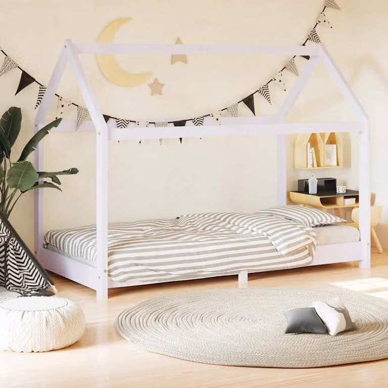 vidaXL Giroletto per Bambini in Massello di Pino Bianco L 160 x P 80 cm