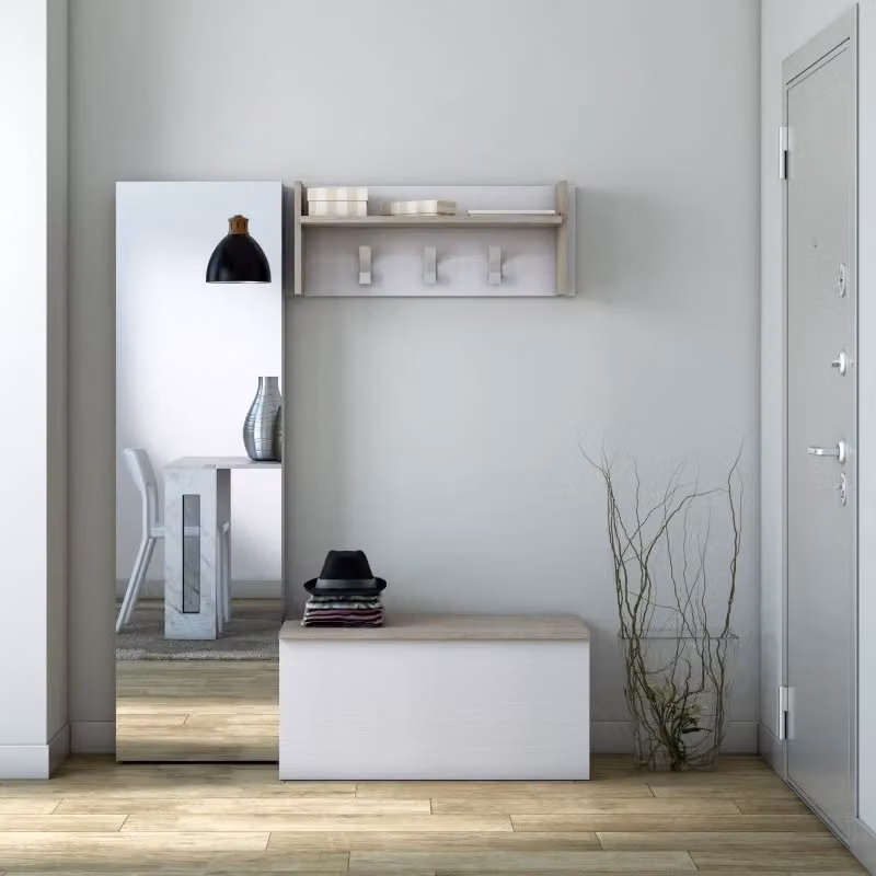 Baule contenitore Terraneo bianco con top rovere e chiusura soft closing L: 90 cm, P: 45 cm, H: 45 cm – 2