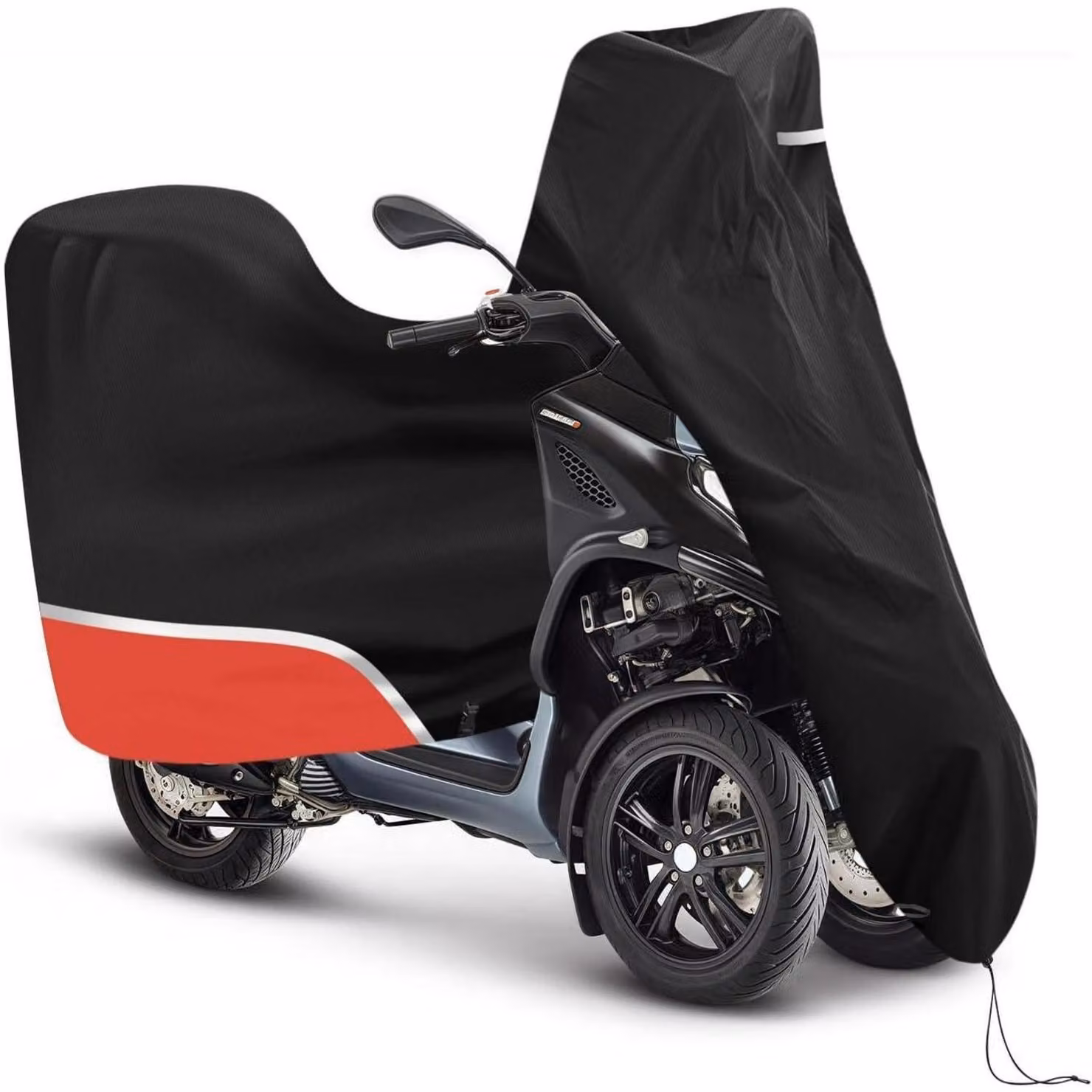 Copertura impermeabile per scooter, adatta per uso esterno e resistente alle intemperie invernali, realizzata in tessuto Oxford 420D, colore rosso, con spazio per il portapacchi. Compatibile con Piaggio MP3