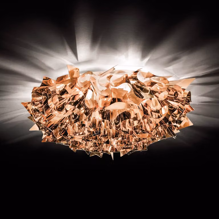 Slamp Plafoniera di design VELI, dimmerabile, Rame, Soggiorno / Sala da pranzo, Plastica, Design, Plafoniera
