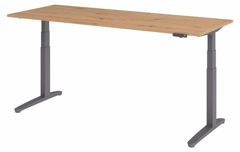 Scrivania elettrica bümö modello XBHM - Finitura: Noce Canaletto, Struttura: Grafite, Dimensioni: 200 x 80 cm