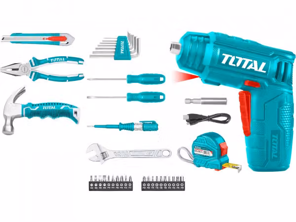 Totale THKTHP10386 Cacciavite AKU 4V con set di utensili, 38 pezzi