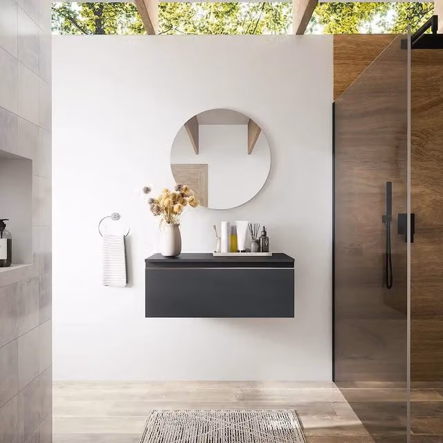 Cassettone sospeso per bagno Parama con cassetto soft close colore antracite opaco larghezza: 60 cm