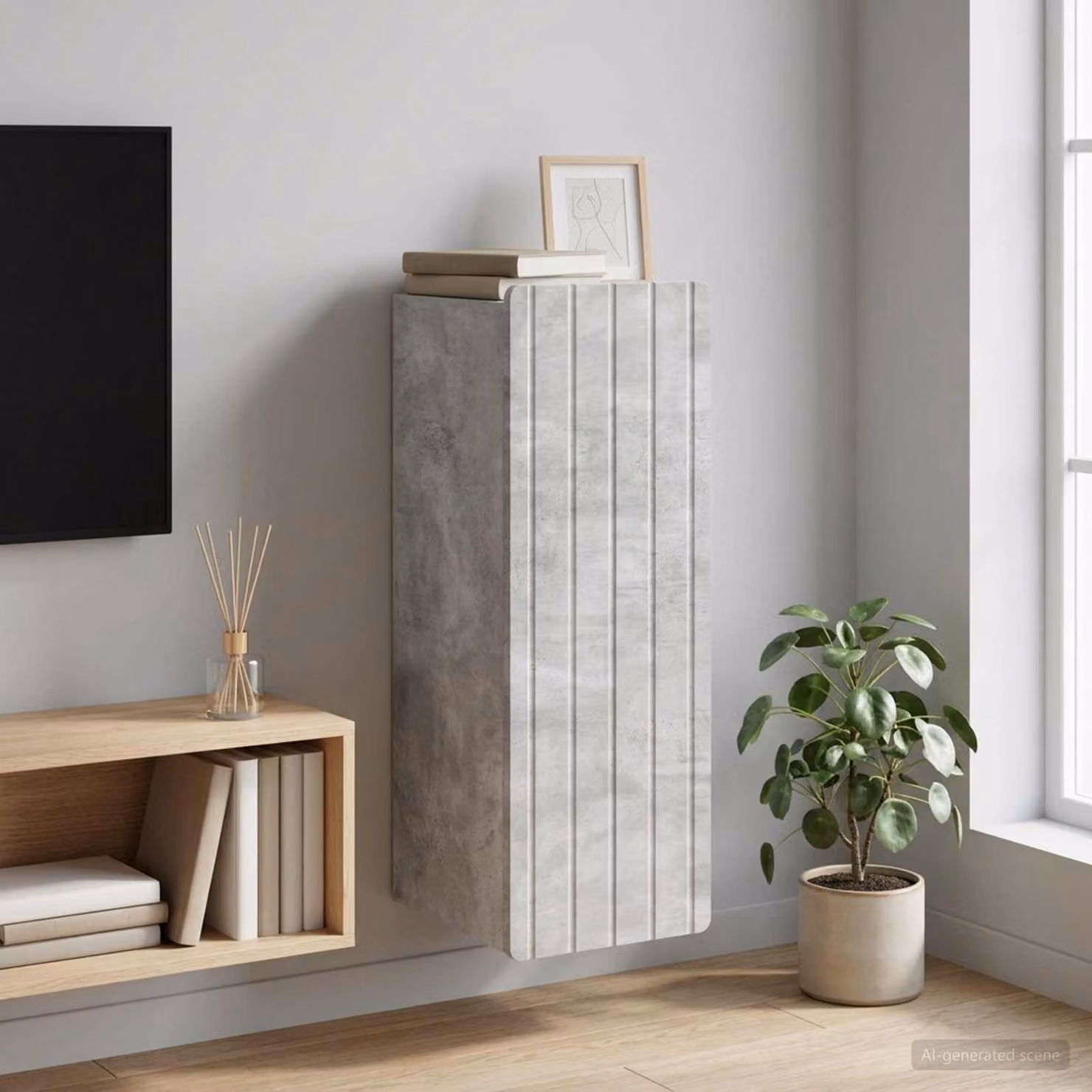 vidaXL Mobiletto a muro moderno in MDF Grigio opaco con ante a battente e ripiani interni L/P/H: 33 x 34,5 x 94 cm