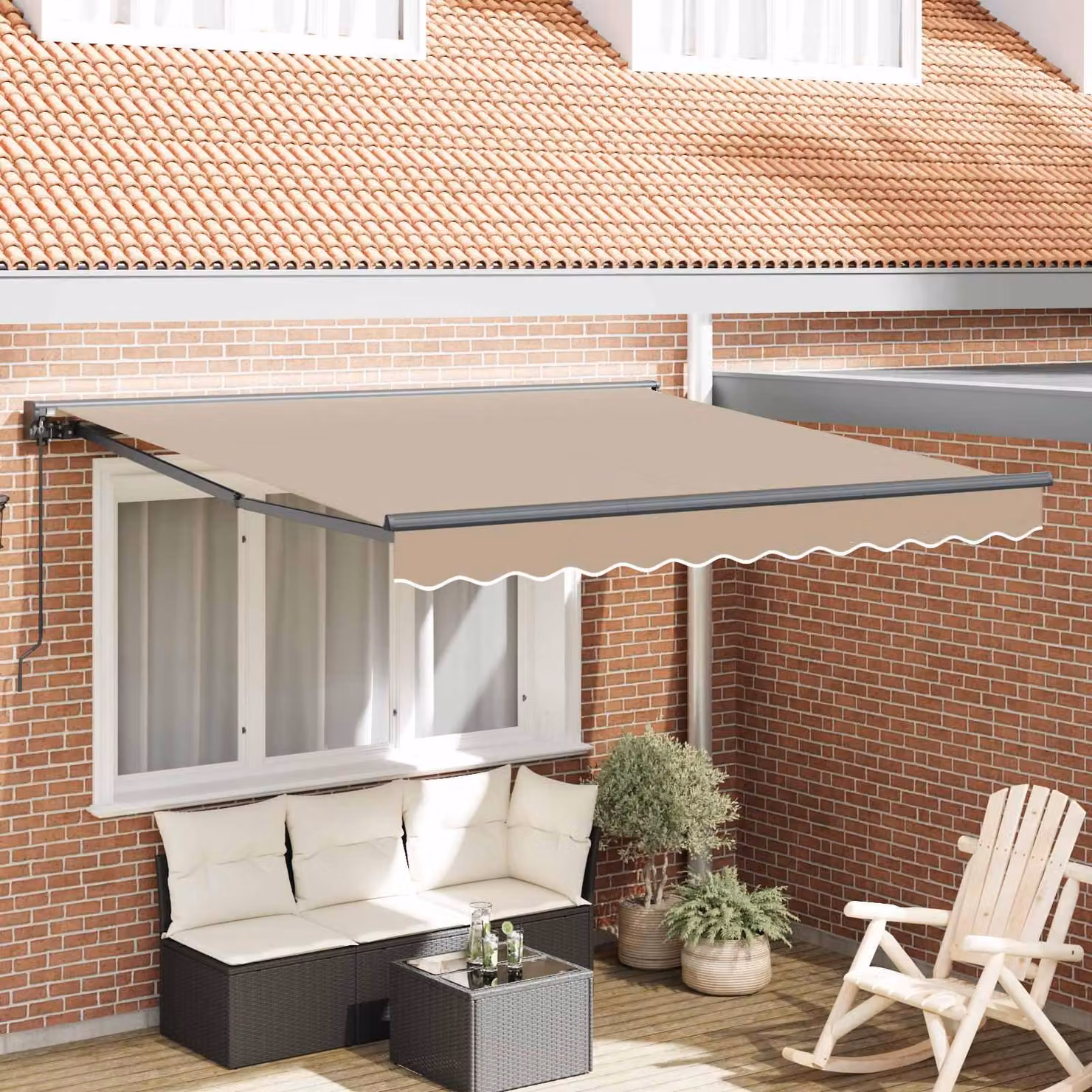 Maison Exclusive - Telaio per tenda da sole beige 300 x 250 cm in poliestere con rivestimento in PU