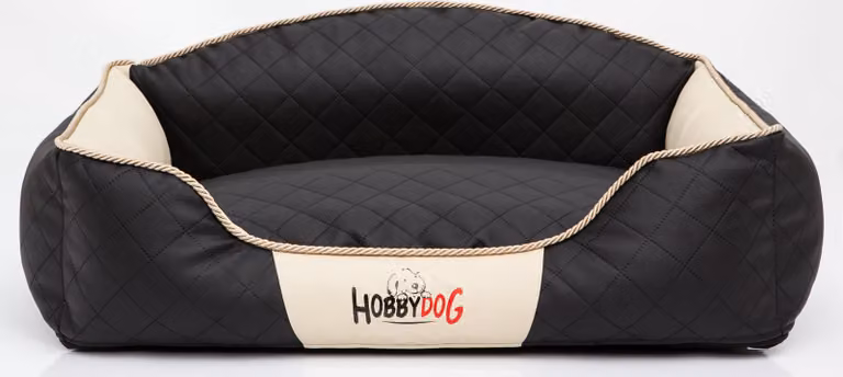 Cuscino per cani, cuccia per cani, cesta per cani, divano per cani per animali domestici. Lavabile. Modello: Elite. Dimensioni: 65 x 50 x 24 cm [Taglia: L]. Colore: nero con beige