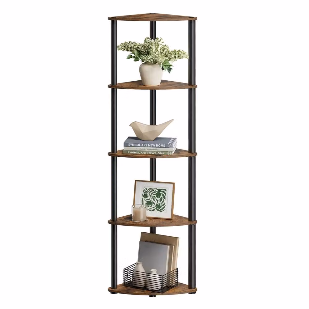 Scaffale angolare autoportante, Marrone vintage / 38,3 x 27 x 139 cm