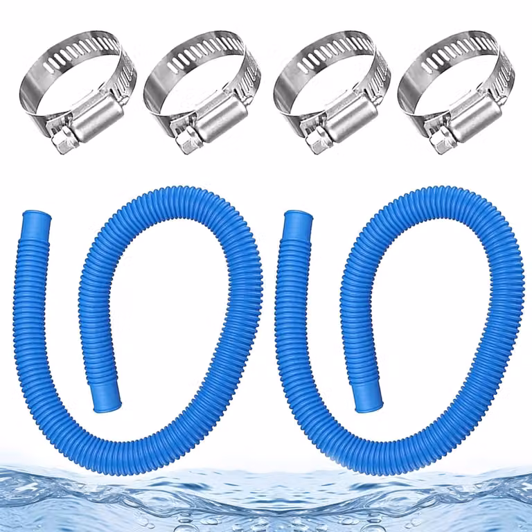 Tubo per piscina da 32 mm, 2 pezzi, 150 cm di lunghezza, con 4 clip di sicurezza, per pompa per piscina