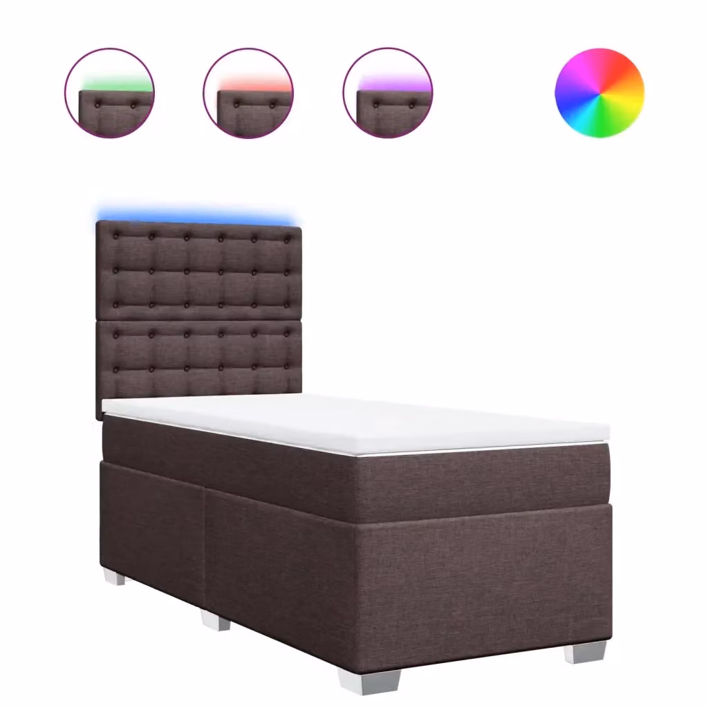 vidaXL Letto a Molle con Materasso Ibrido in Tessuto Marrone e Bianco L/P/H: 200 x 80 x 150,5 cm – 2