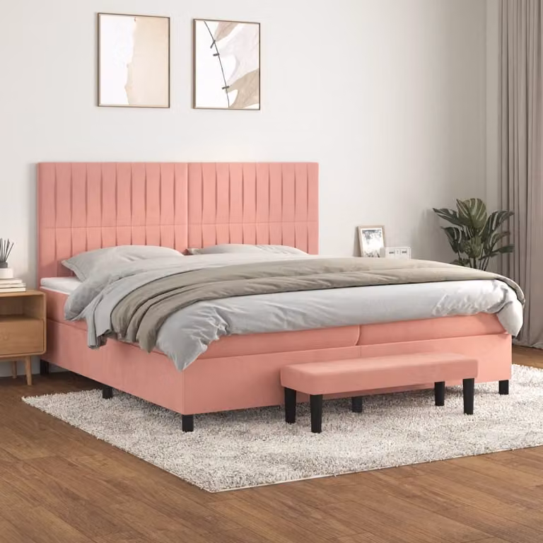 Maison Exclusive - Letto boxspring con materasso Rosa 200x200 cm Velluto