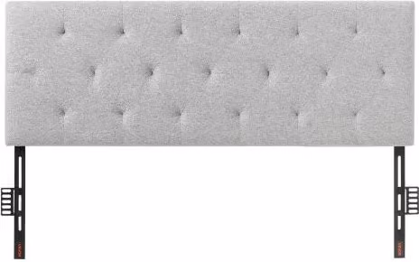 VEVOR Testiera per Letto Imbottita in Schiuma ad Alta Densità, Grigio Chiaro, L: 143 cm, H: 90,5-120,5 cm