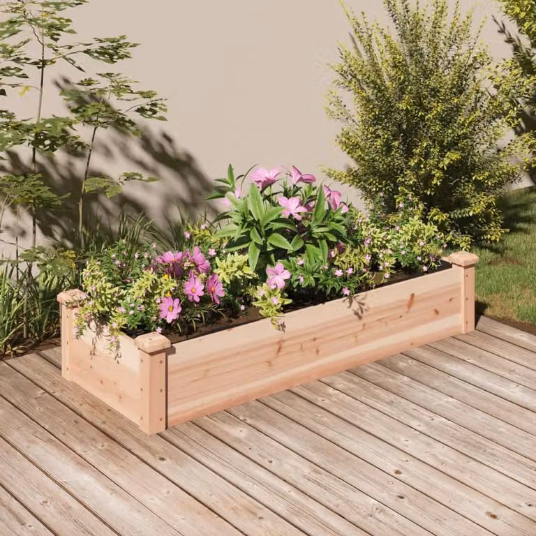 Fioriera Rialzata da Giardino vidaXL in Legno di Abete Massello Marrone L: 120 cm, P: 45 cm, H: 25 cm