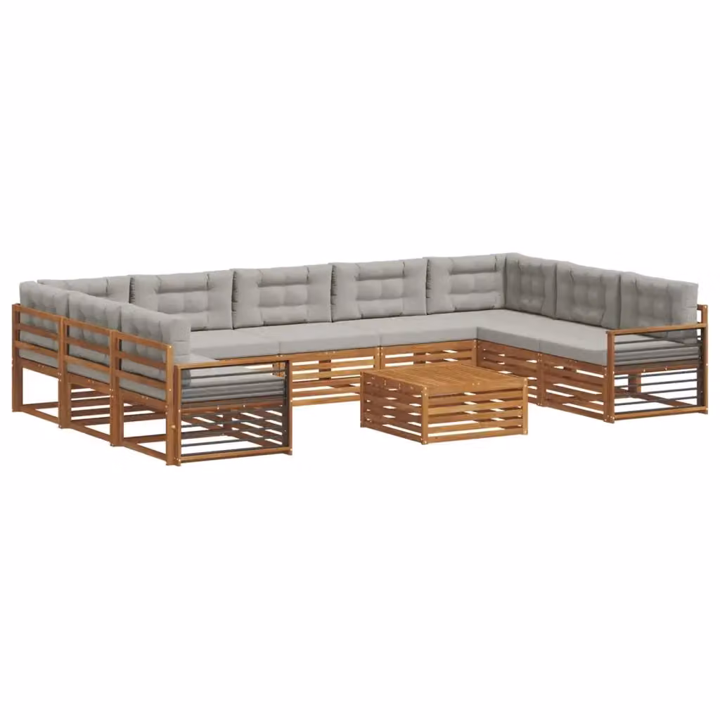 Set di 10 divani da esterno moderni vidaXL in legno di acacia color grigio – 2