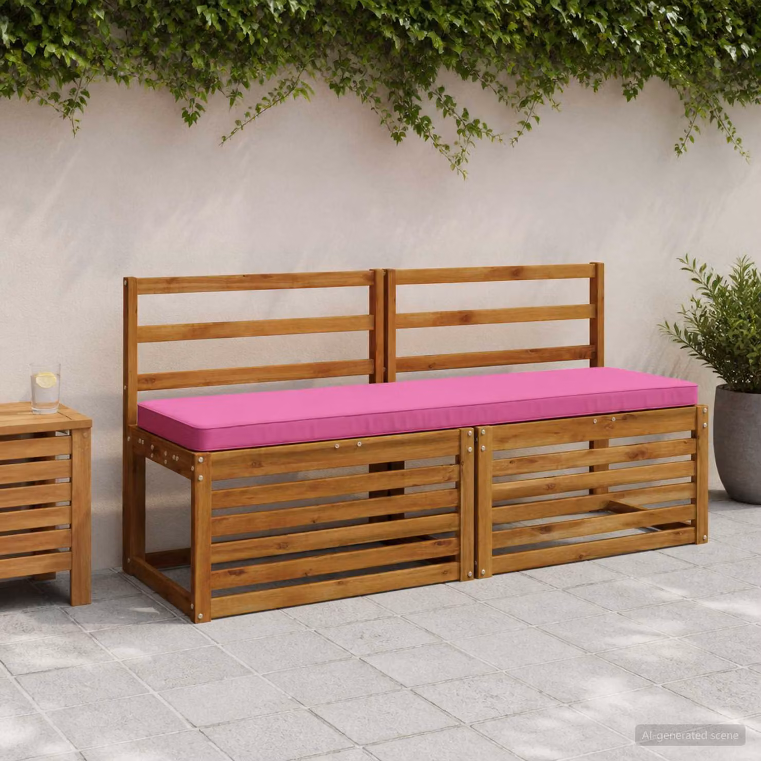 Set di 2 cuscini per panchina vidaXL VUGHT in poliestere rosa con rivestimento rimovibile e resistente ai raggi UV