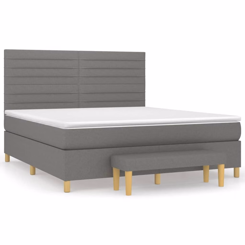 Giroletto a Molle con Materasso Grigio Scuro 160x200 cm Tessuto