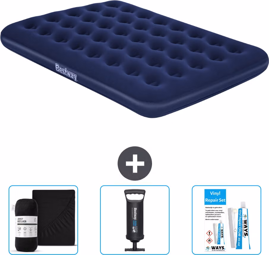 Materasso gonfiabile Bestway - Letto francese - 137 x 191 x 22 cm - Blu - Accessori inclusi