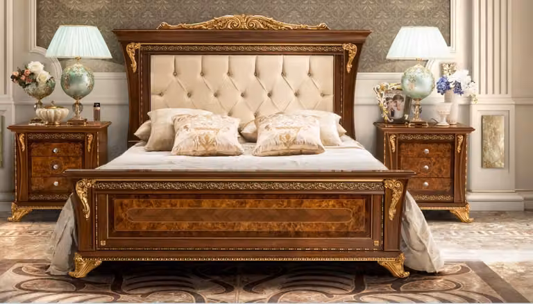 Doppelbett Massivholz Schlafzimmer Betten Design Bett Möbel MobilPiu Luxury
