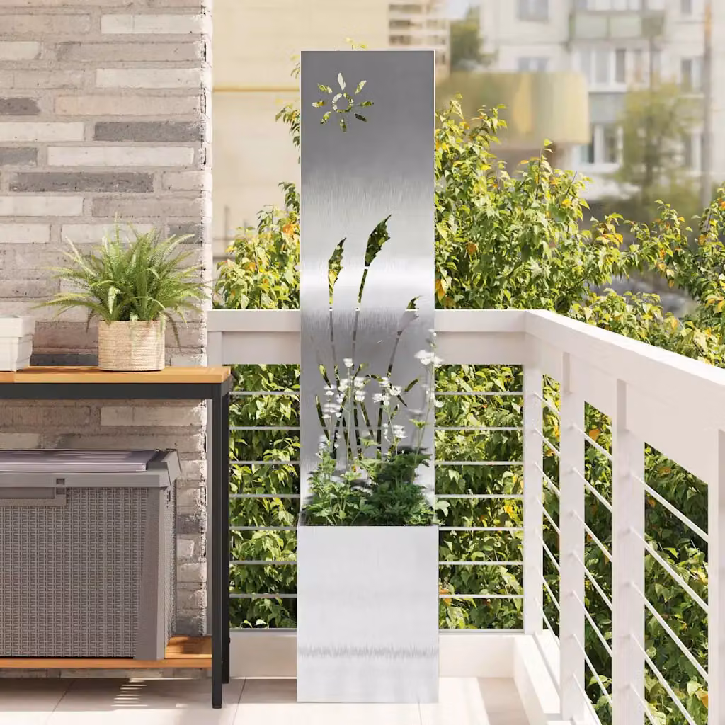 vidaXL Schermo per privacy in giardino in acciaio galvanizzato, Argento, L/P/H: 32 x 32 x 150 cm