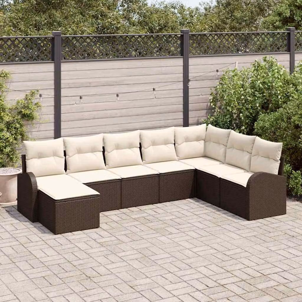 Maison Exclusive - Set Divano da Giardino con cuscino 8 pcs Marrone Poly Rattan