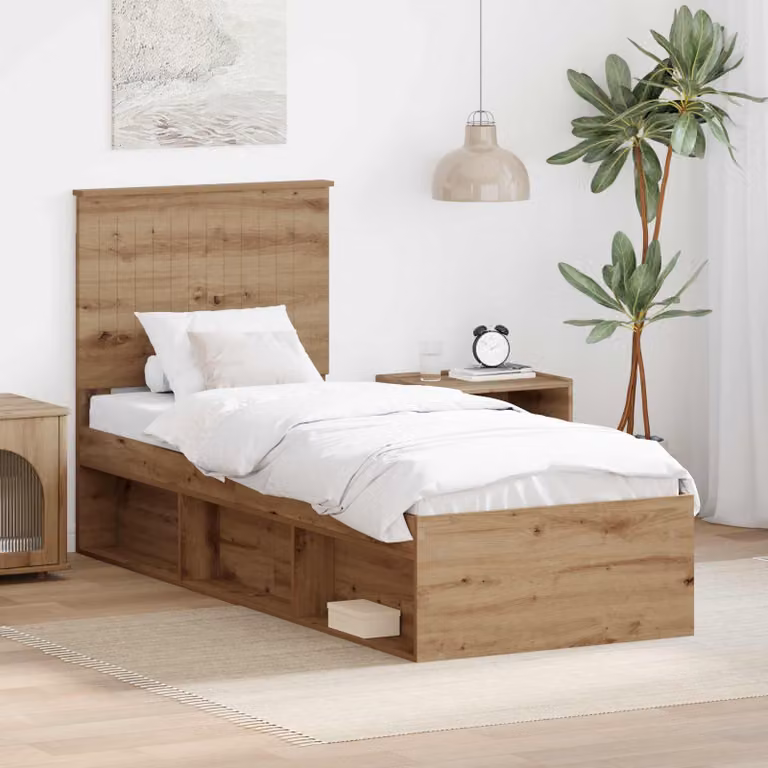 Struttura del letto vidaXL in legno di pino color marrone con doghe fisse, dimensioni 80 x 190 cm