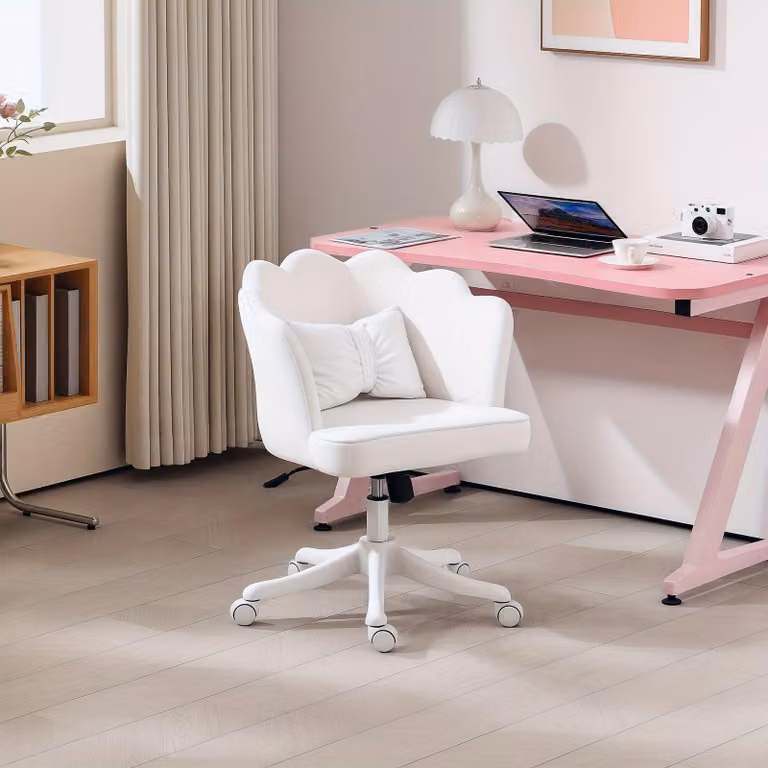 Sedia da ufficio - Sedia da scrivania - Sedia girevole - Colore: bianco - Altezza seduta regolabile - Struttura in metallo
