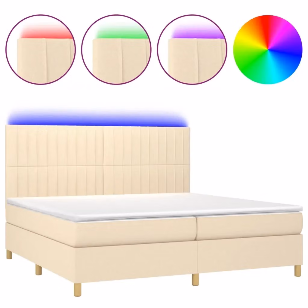 Letto Ibrido con Materasso e Illuminazione LED vidaXL in Tessuto Bianco e Beige L 200 x P 200 x H 203 cm – 2