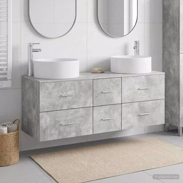 Set di mobili per il bagno 3 pz Grigio Cemento 3405958