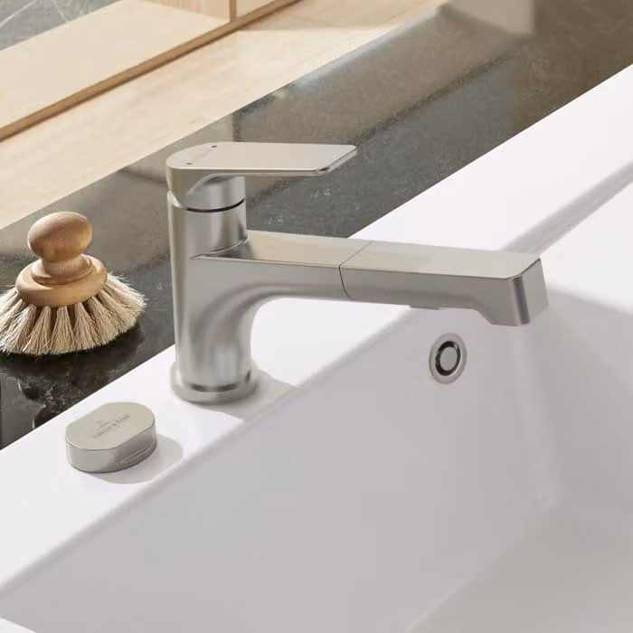 Villeroy & Boch 928100LC Miscelatore da cucina Junis Shower in acciaio inox, acciaio inox massiccio