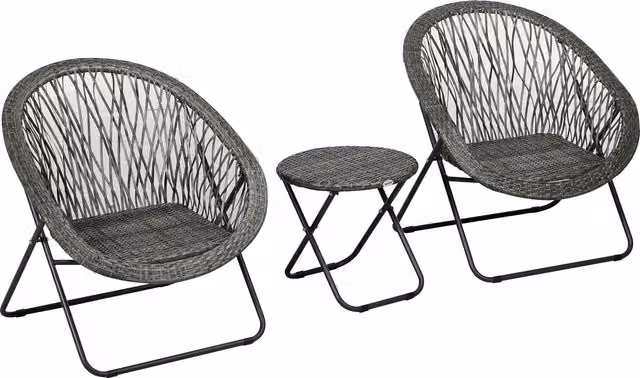 Set da giardino Outsunny moderno in resina e metallo con tavolo e 2 sedie pieghevoli grigio