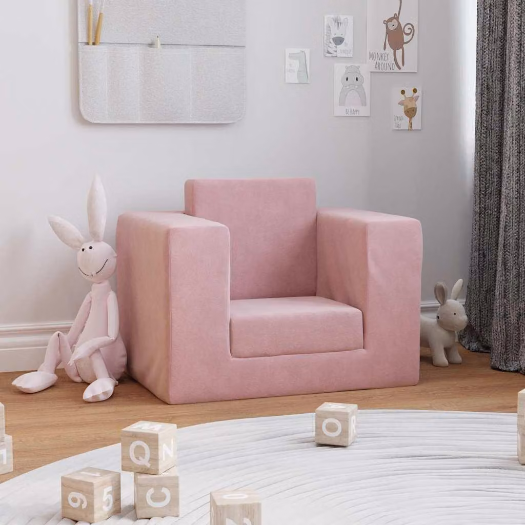 Maison Exclusive - Divano letto per bambini, rosa, in morbido peluche