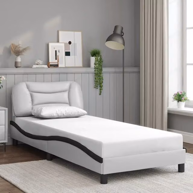 Giroletto senza materasso Hvar vidaXL in similpelle nero e bianco 90x190 cm