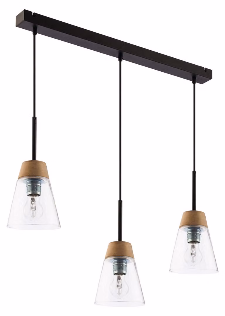 Lampada a sospensione DOMINO nero-marrone 3xE27x40W in metallo, dimensioni: 60x67x15 cm, IP20, Jupiter